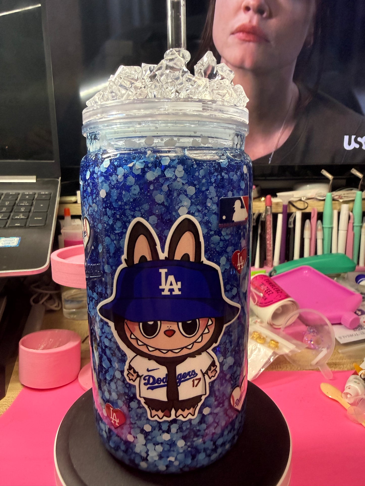 Dodger BluBu 16 oz acrylic snow globe tumbler