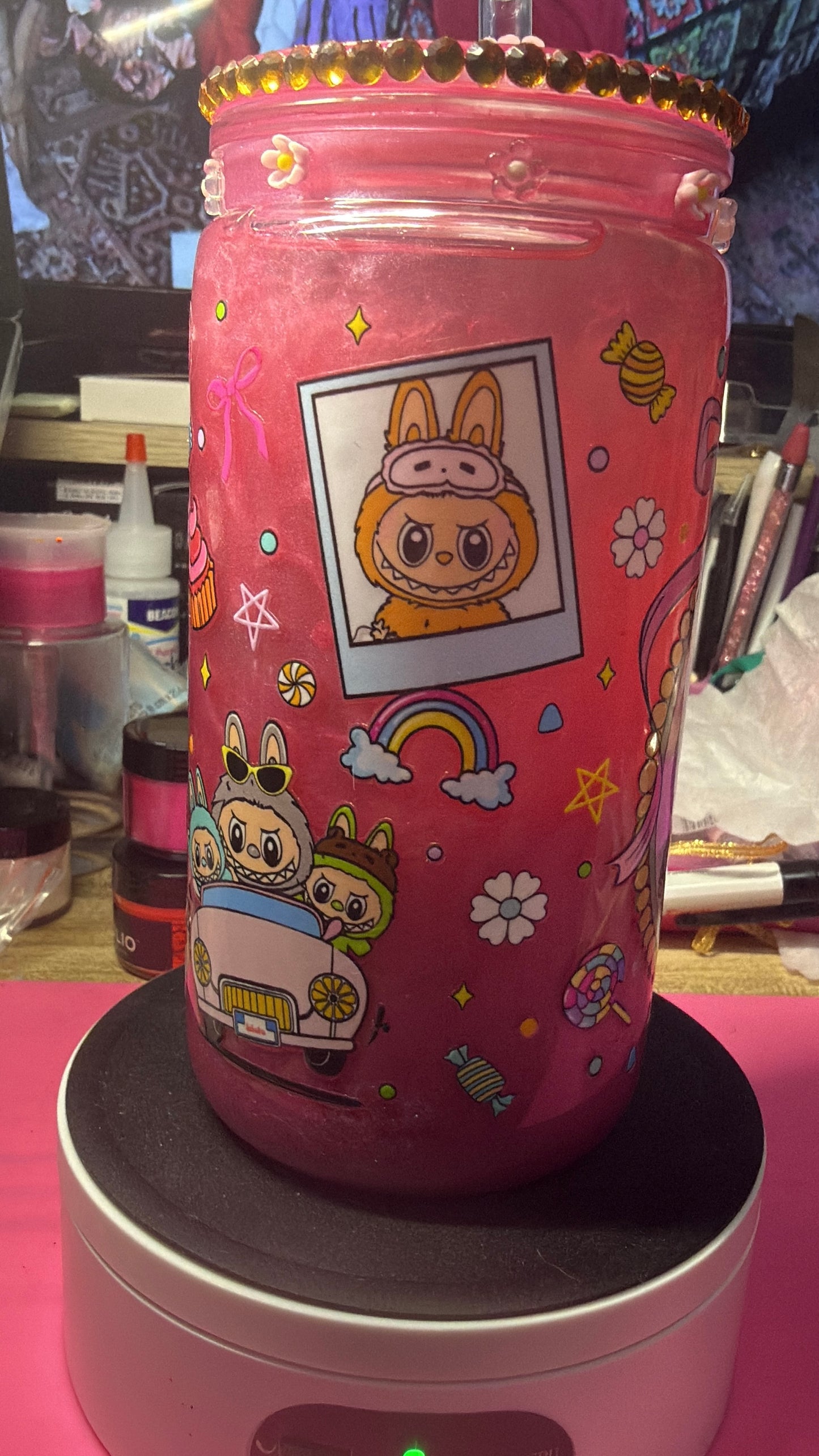 Portrait of Lil Bubu 16 oz acrylic snow globe tumbler