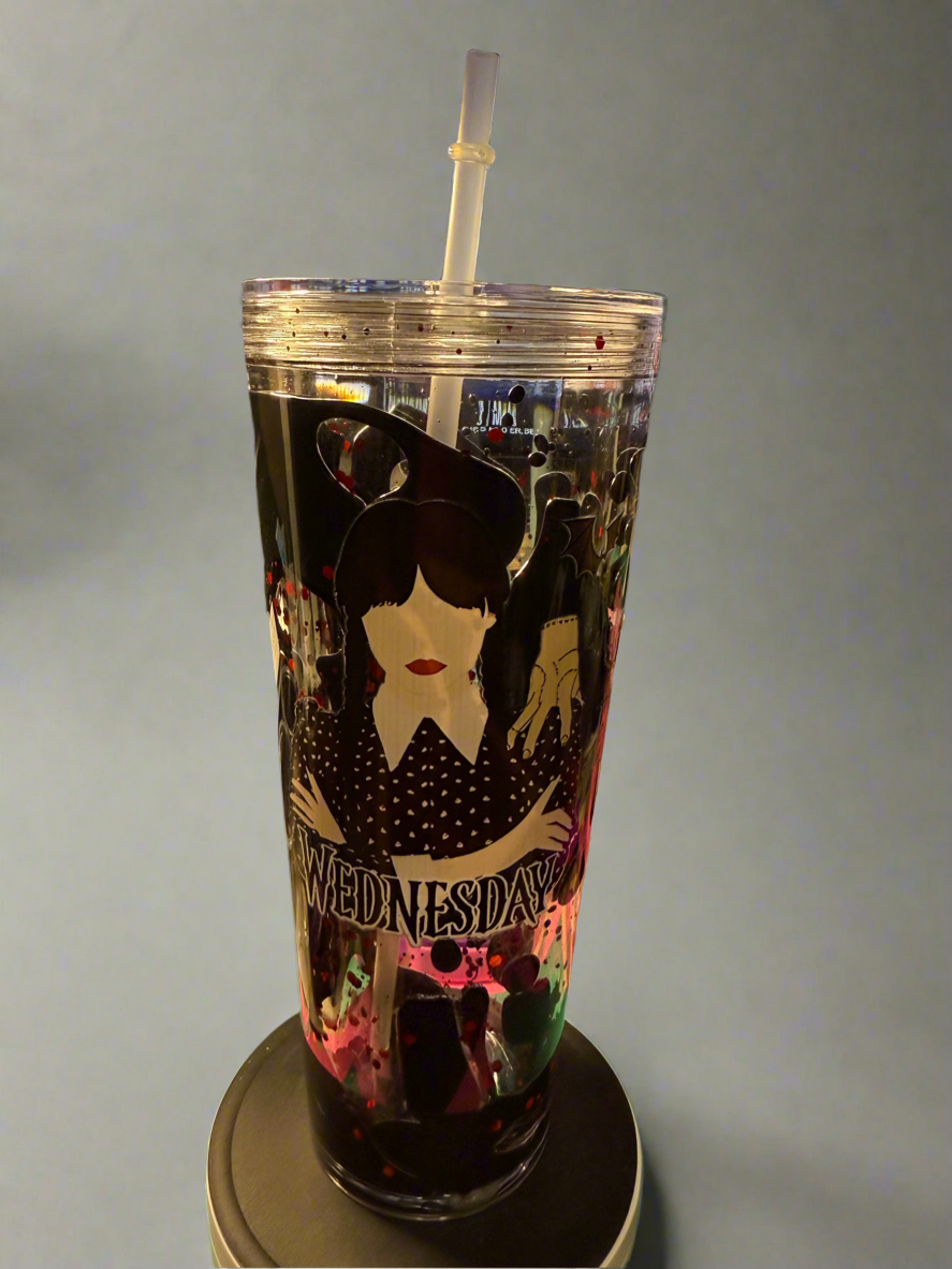 Wednesday 24 oz acrylic snow globe  tumbler-Lava Drip