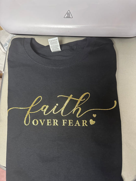 Faith over Fear T-Shirt (gold glitter)