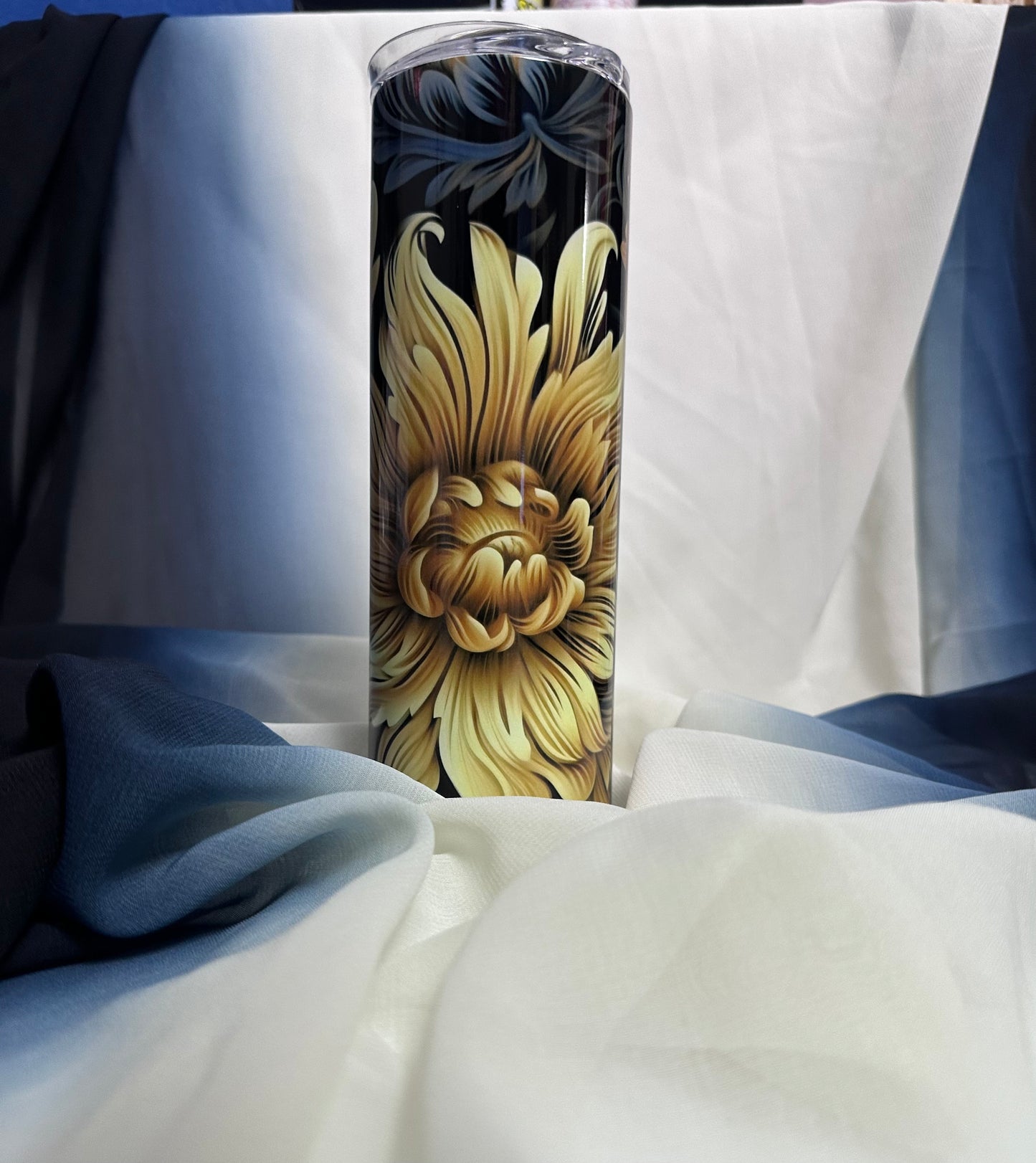 Custom 20 oz 3D Gold Flower tumbler