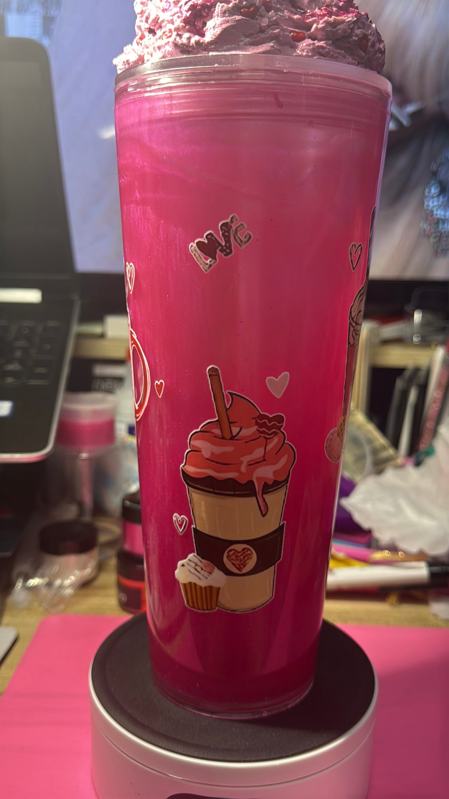 Valentine Gnome 24 oz acrylic snow globe tumbler