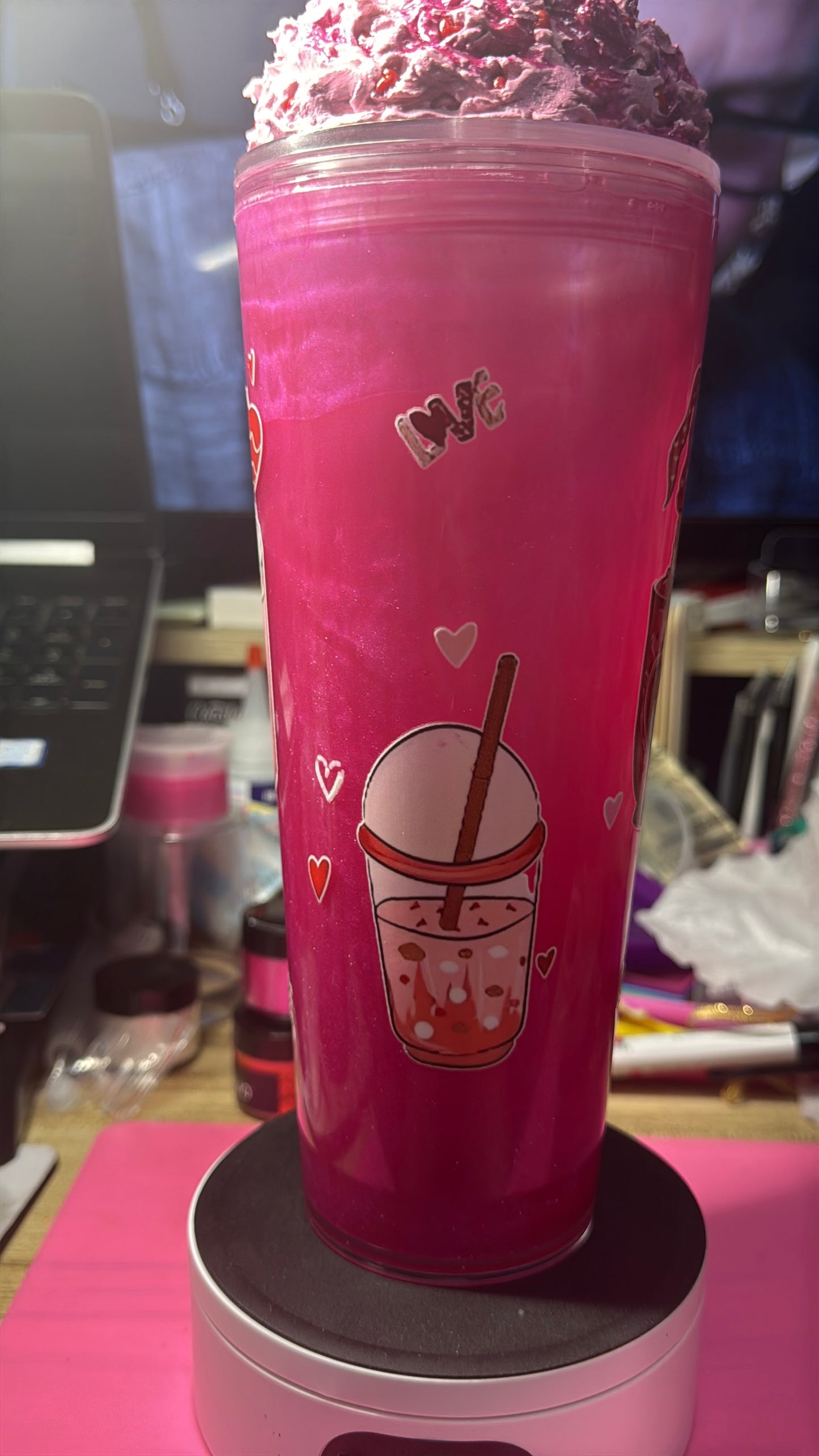 Valentine Gnome 24 oz acrylic snow globe tumbler