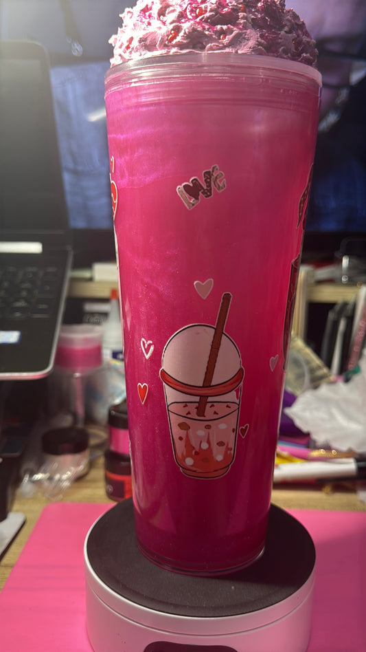 Valentine Gnome 24 oz acrylic snow globe tumbler
