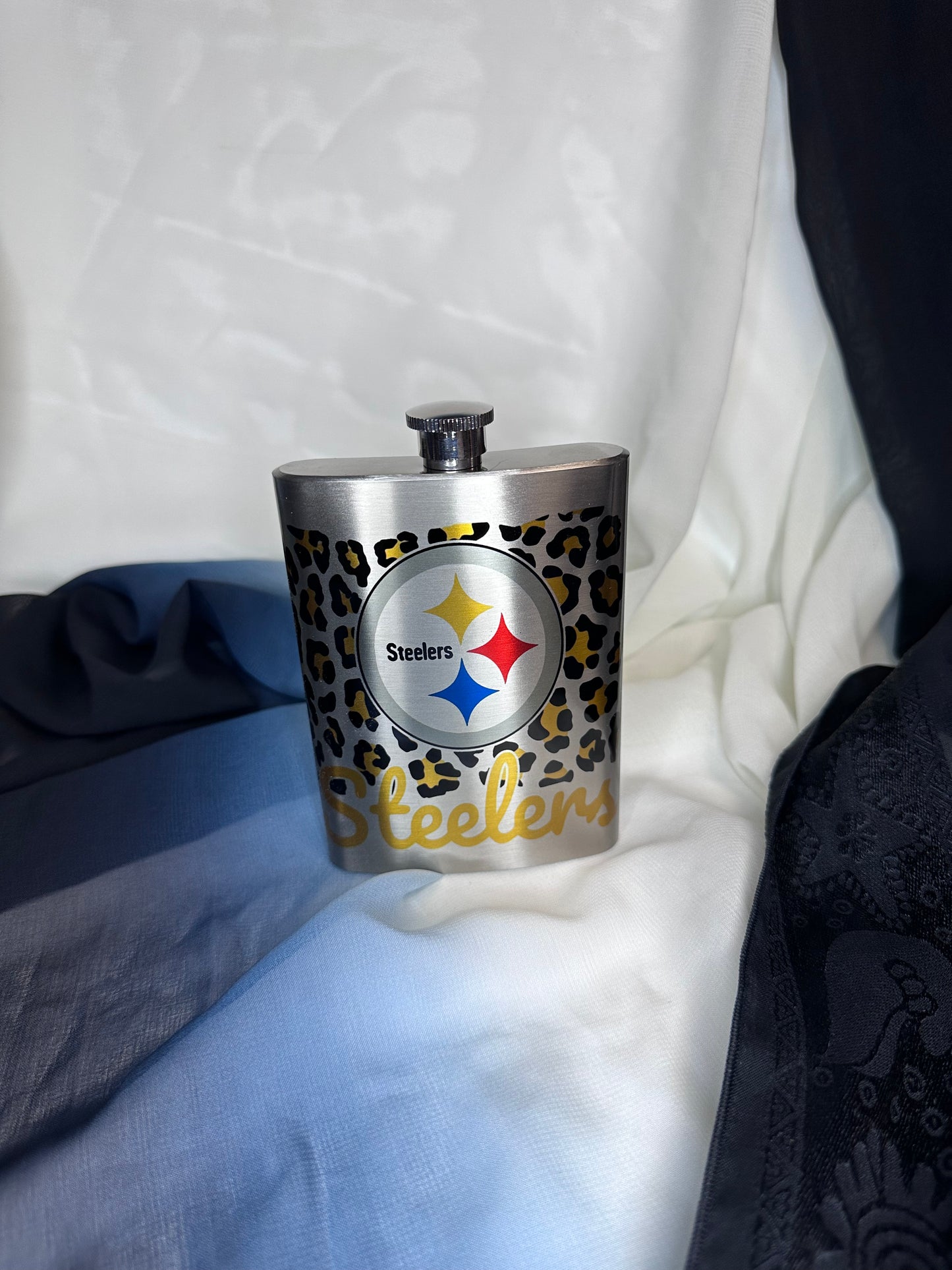 Custom 8 oz Steelers Flask-Leopard