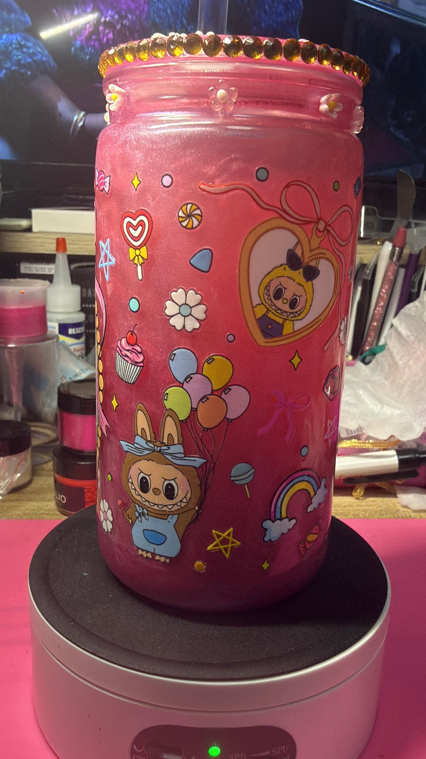 Portrait of Lil Bubu 16 oz acrylic snow globe tumbler