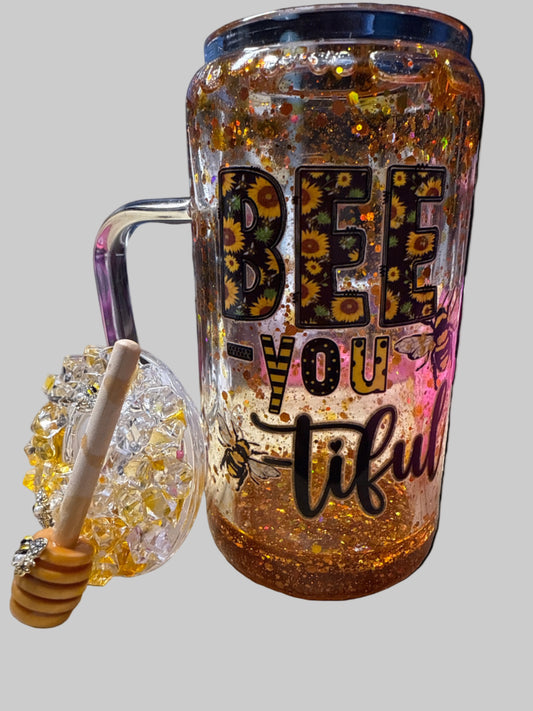 BEE-you-tiful 16 oz glass snow globe with handle