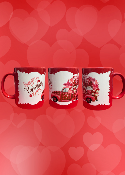 11 oz Happy Valentine's Day Truck and Gnome Mug