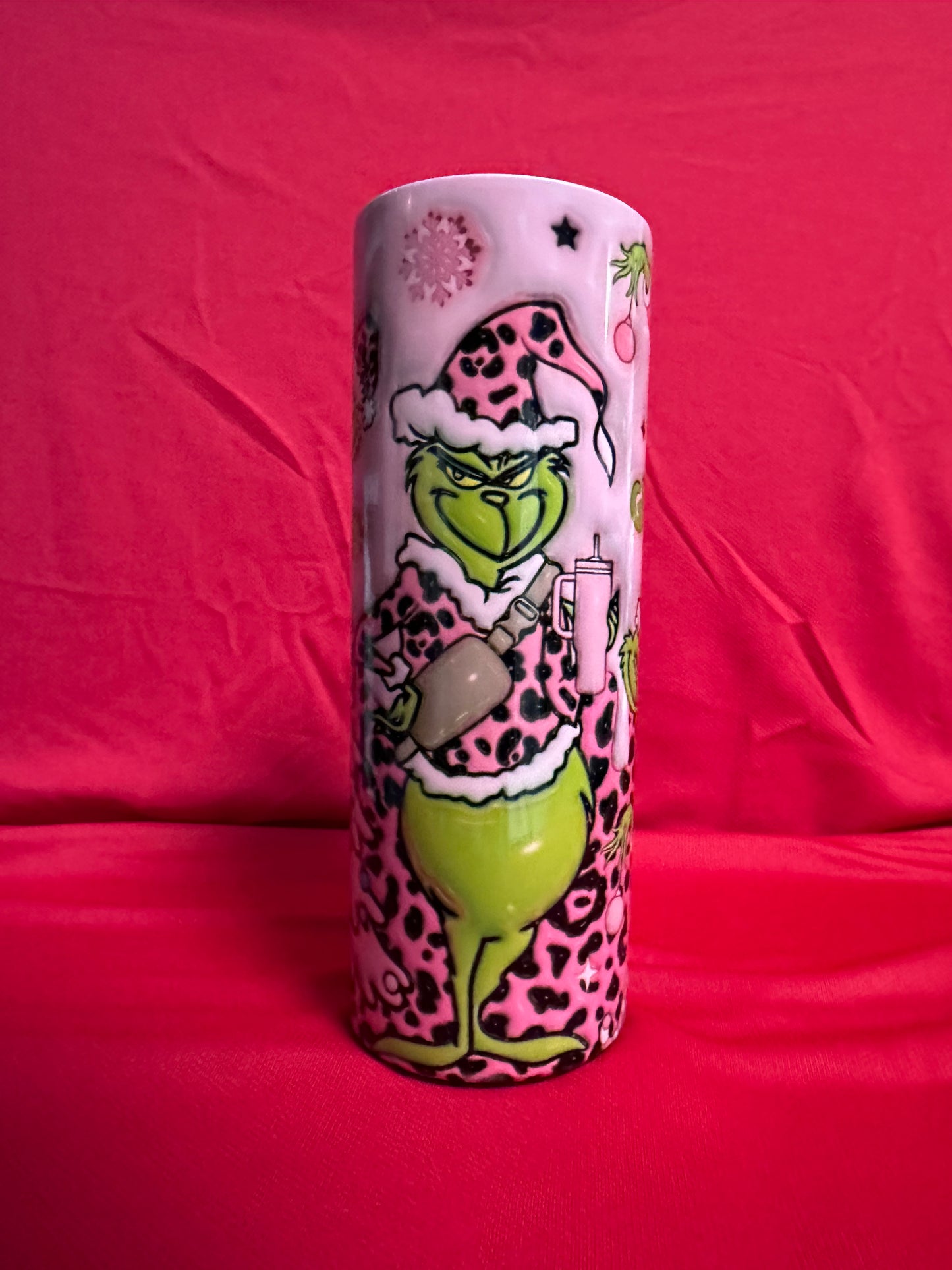 20 oz Grinch Pink Leopard Stainless Steel Tumbler