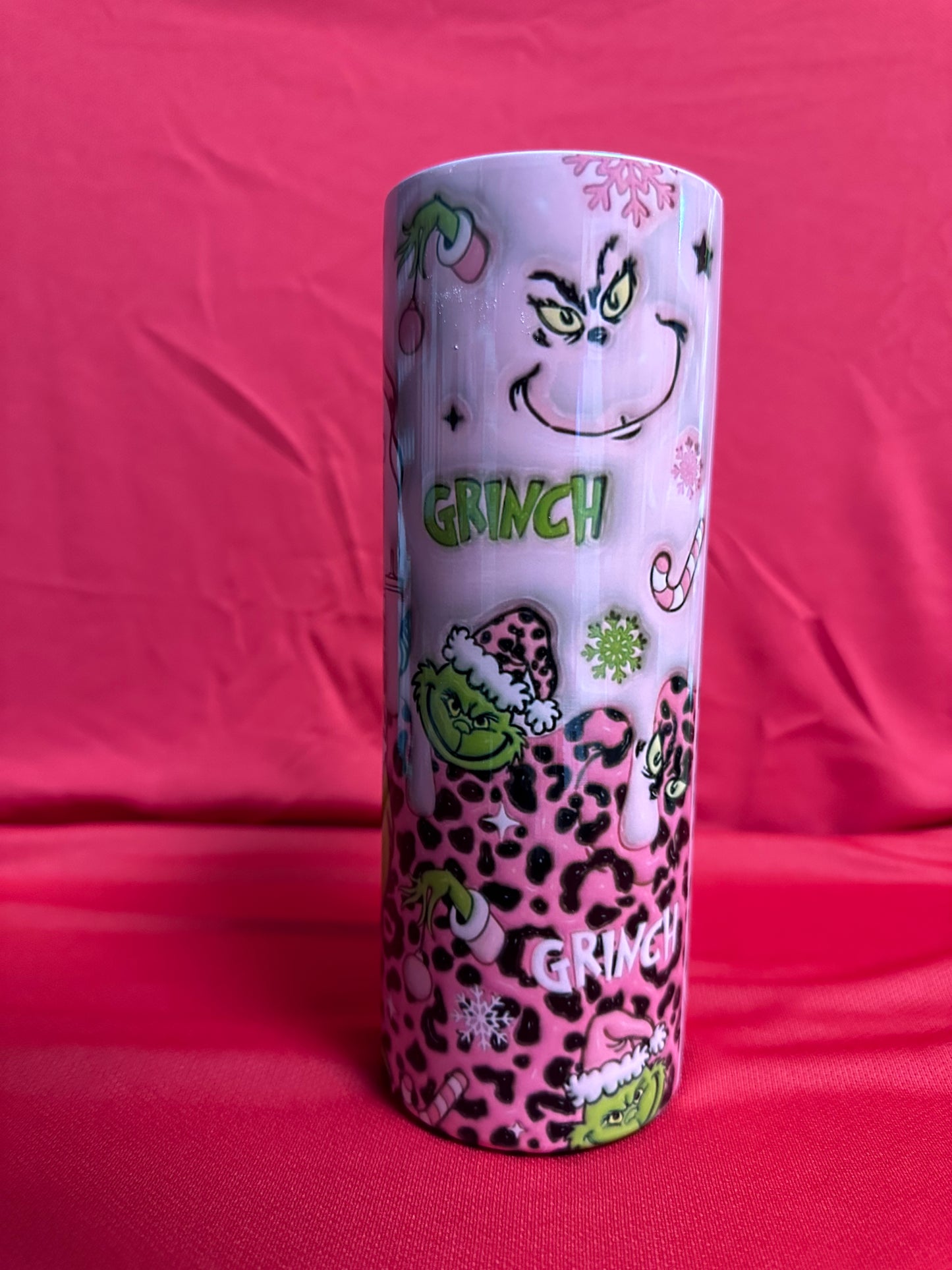 20 oz Grinch Pink Leopard Stainless Steel Tumbler