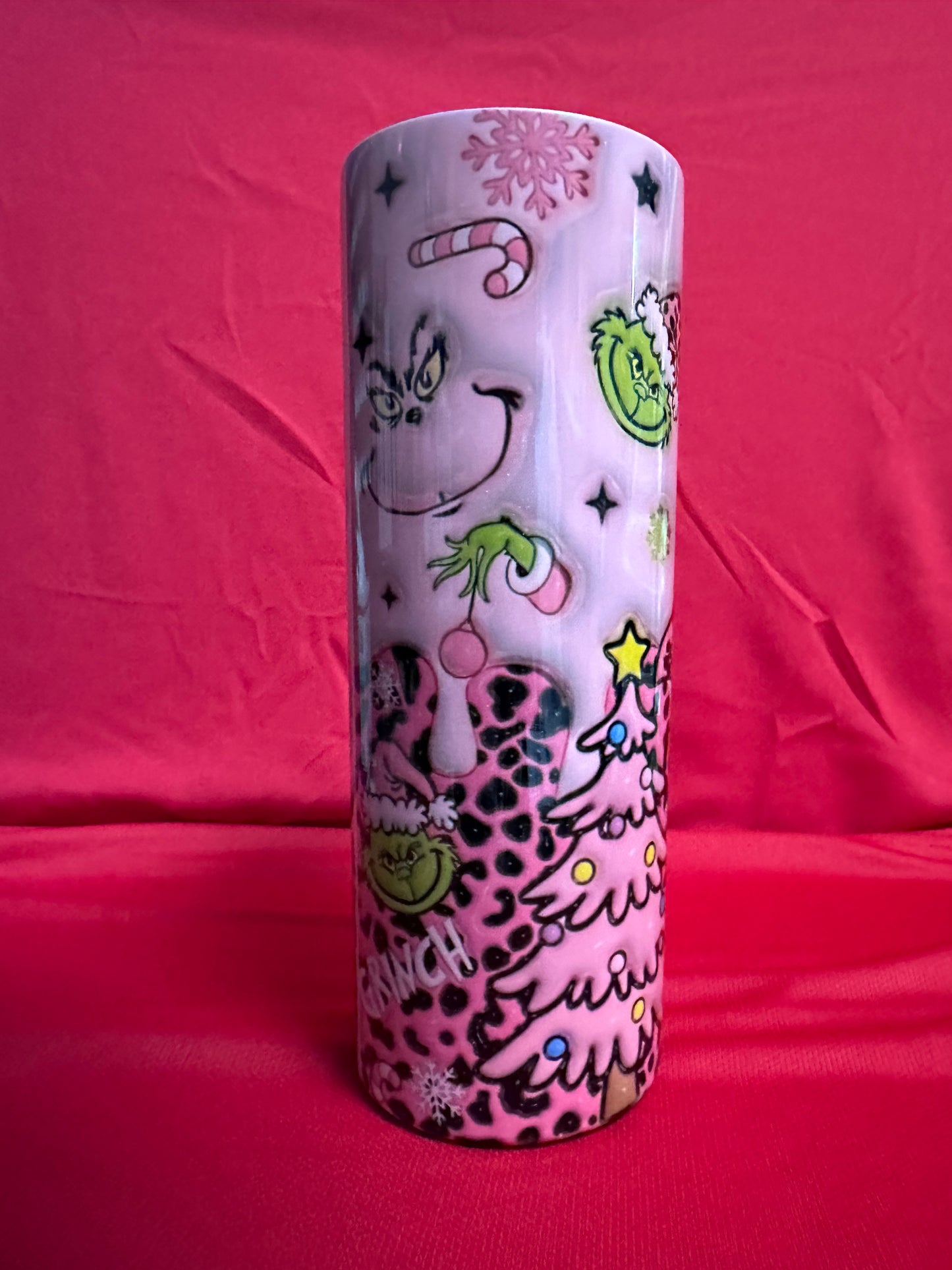 20 oz Grinch Pink Leopard Stainless Steel Tumbler