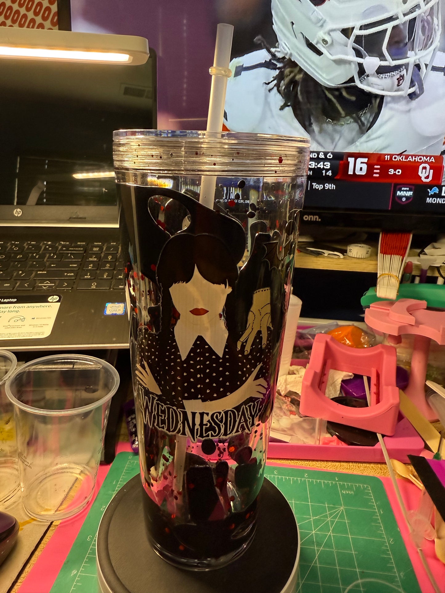 Wednesday 24 oz acrylic snow globe  tumbler-Lava Drip