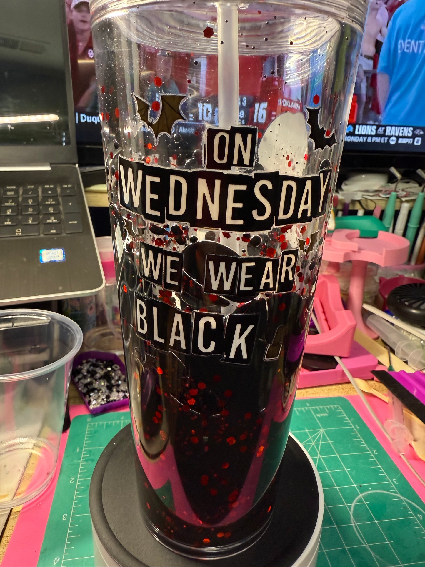 Wednesday 24 oz acrylic snow globe  tumbler-Lava Drip