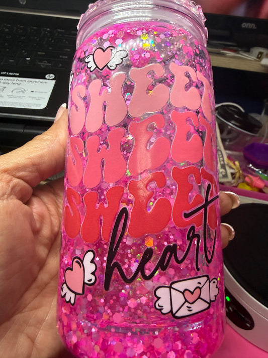Sweetheart Love Letters 16 oz acrylic snow globe tumbler