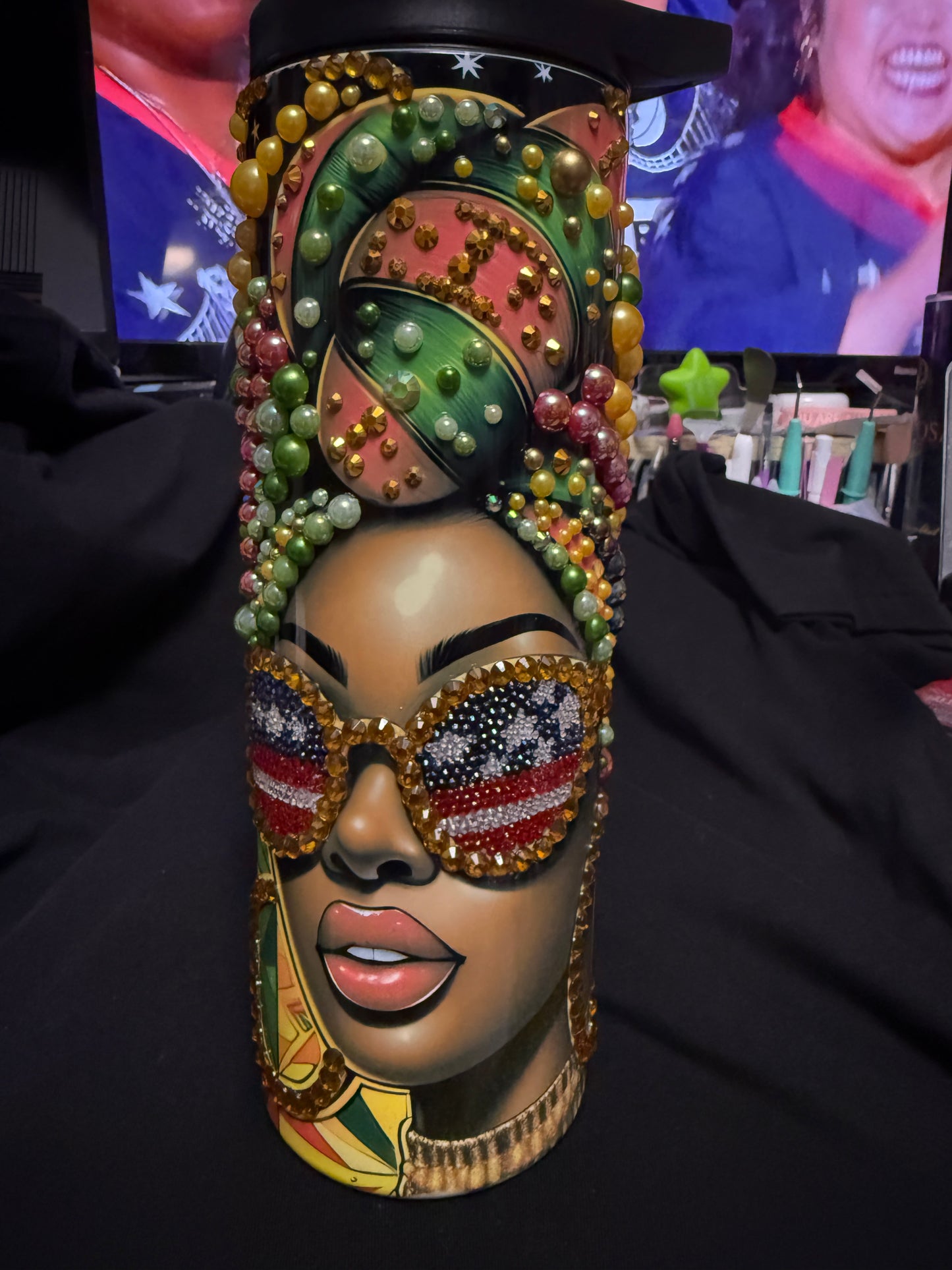 Juneteenth Diva with headwrap 20 oz Stainless Steel tumbler