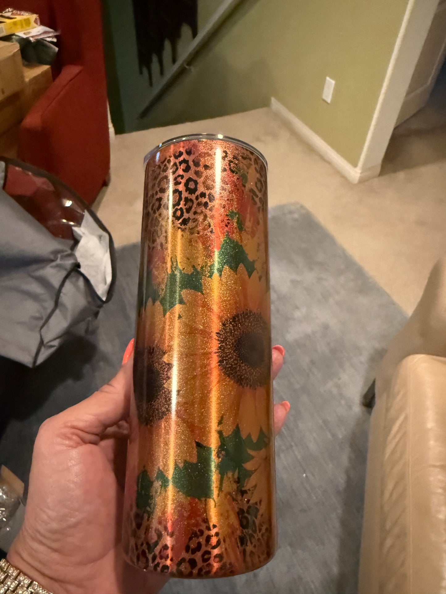 Juneteenth Sunflowers and Leopard 20 oz Stainless Steel tumbler