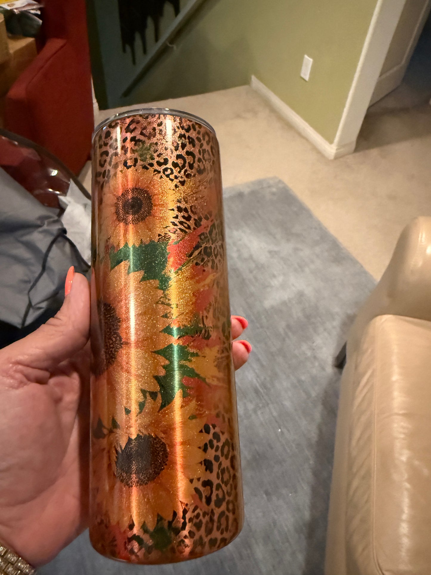 Juneteenth Sunflowers and Leopard 20 oz Stainless Steel tumbler