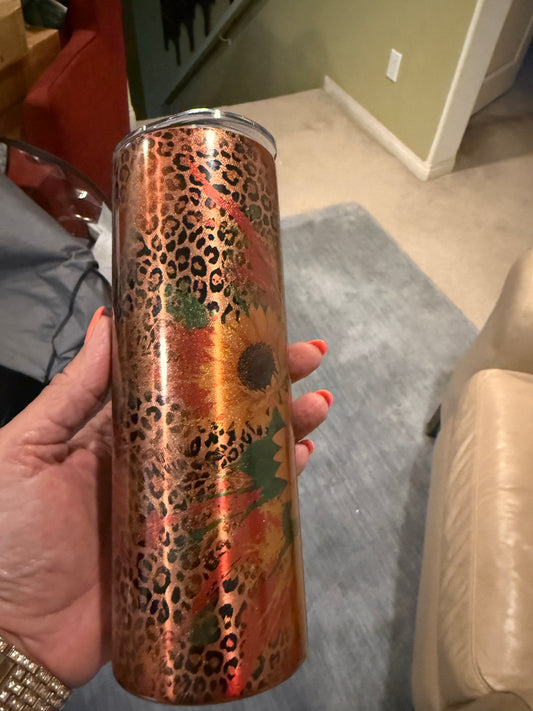 Juneteenth Sunflowers and Leopard 20 oz Stainless Steel tumbler