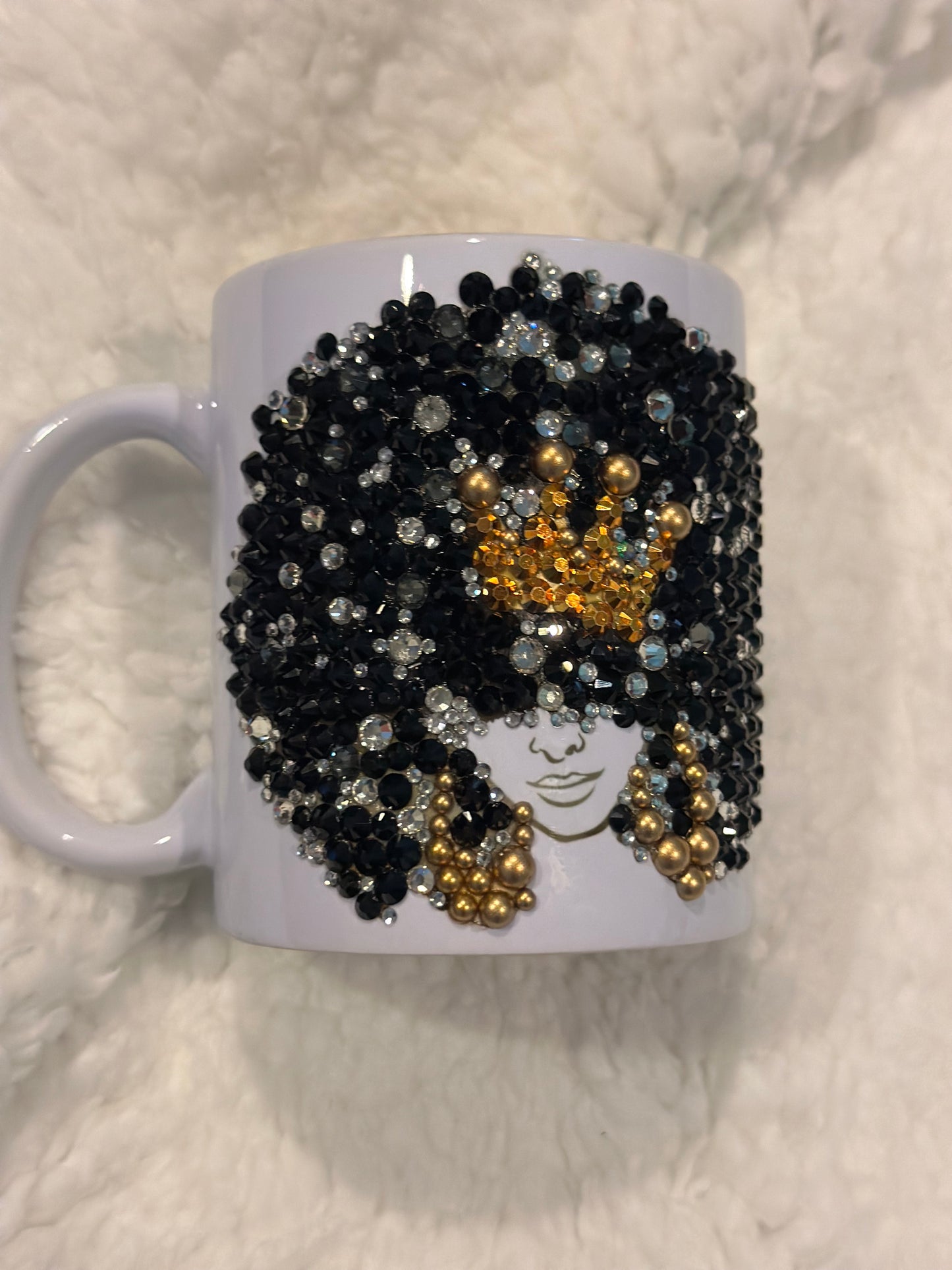 Rhinestone Black Afro with Crown