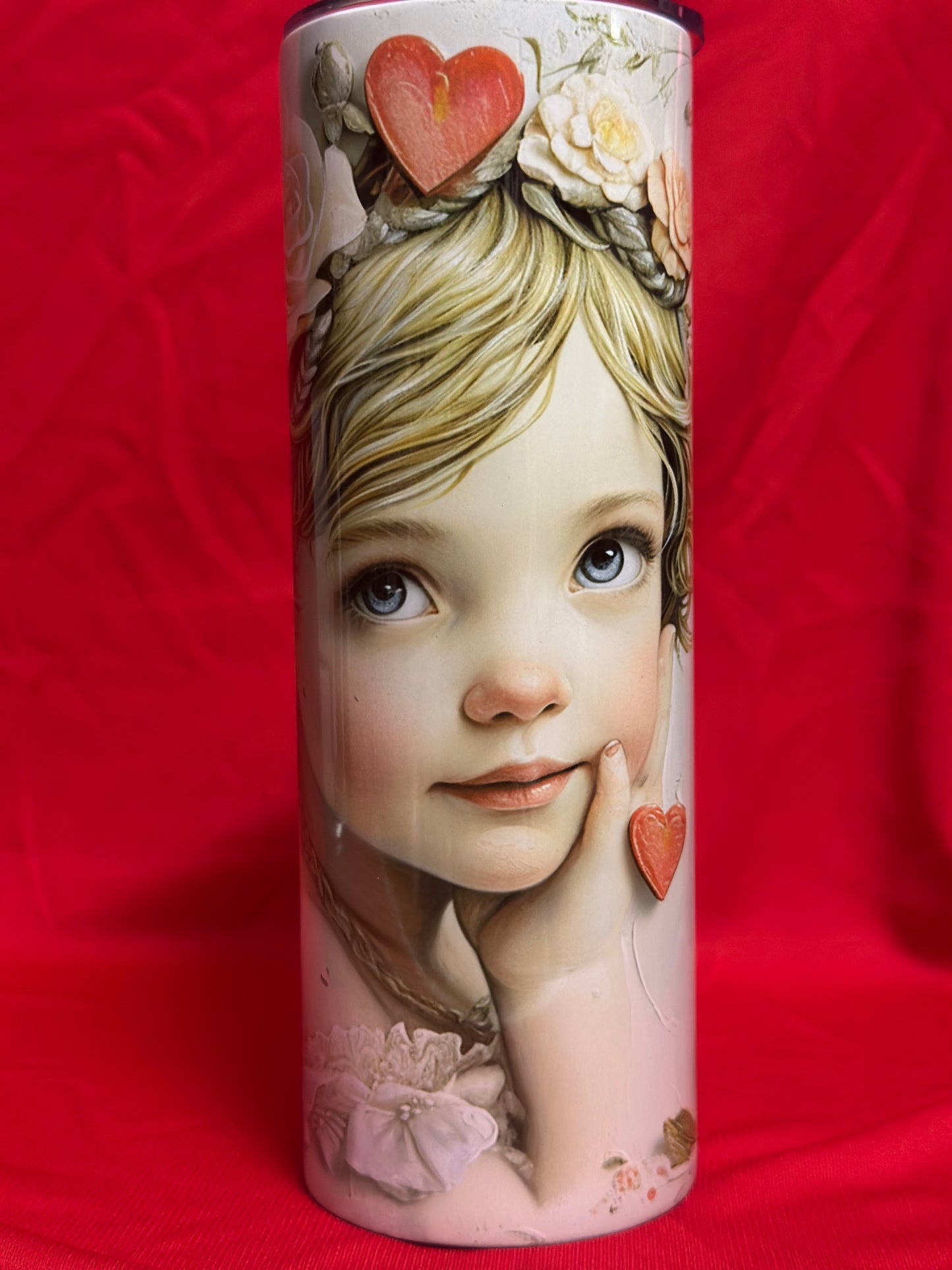 Girl with Blonde Hair and Hearts