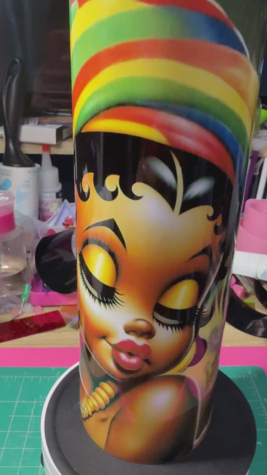 Betty w/headwrap 20 oz Stainless steel tumbler