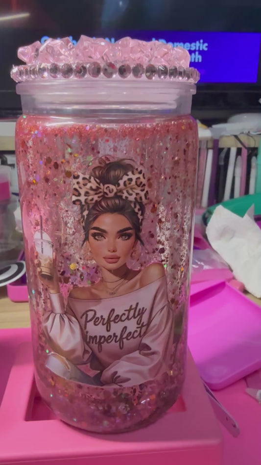 Perfectly Imperfect II 16 oz acrylic glass can snow globe