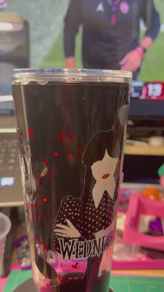 Wednesday 24 oz acrylic snow globe  tumbler-Lava Drip