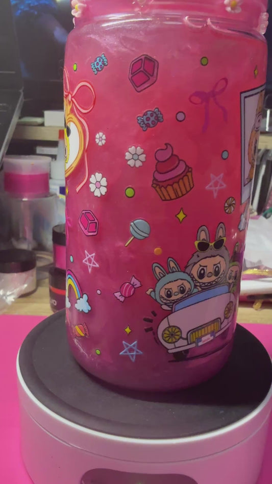 Portrait of Lil Bubu 16 oz acrylic snow globe tumbler